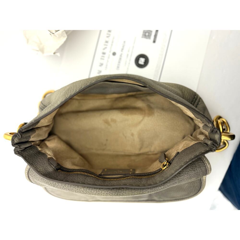 Vintage PRADA Handbag Womens Gray Deerskin Leather Cervo Flap Gold Accent COA - Picture 16 of 16